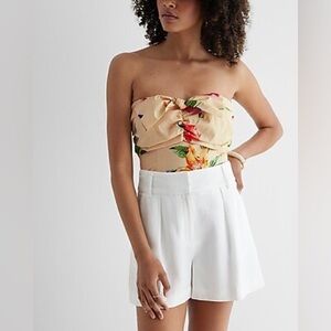 NWT Express Floral Strapless Ruched Bow Corset Tube Top